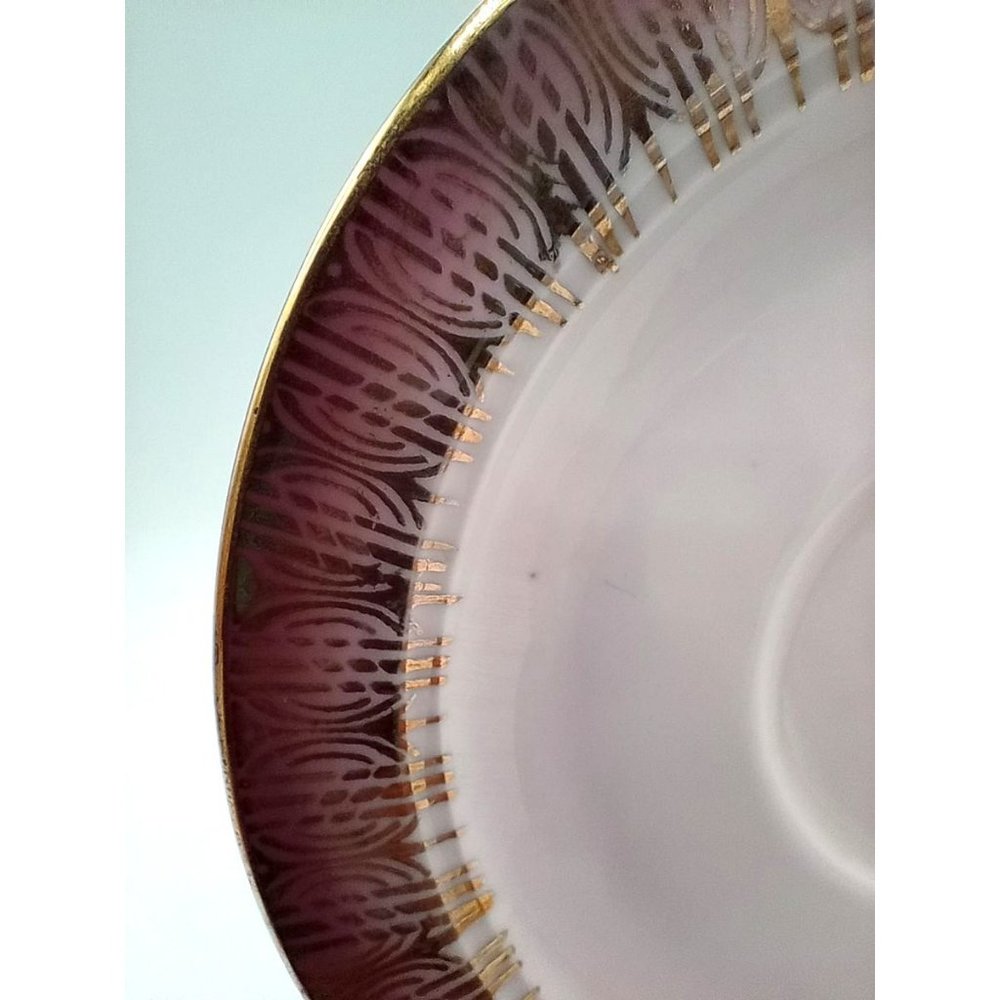Eschenbach Bavaria Germany Vintage Saucer 5 Inch Pink and Gold Tea Cup Plate - Picture 4 of 12